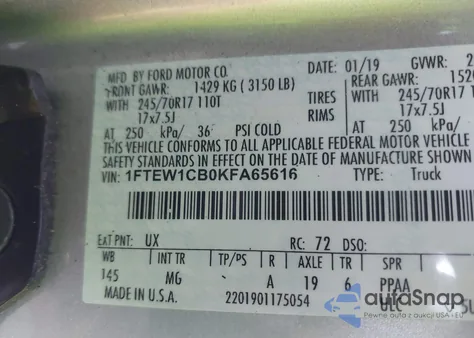 2019 Ford F-150 Xlt from USA, damaged, VIN 1FTEW1CB0KFA65616